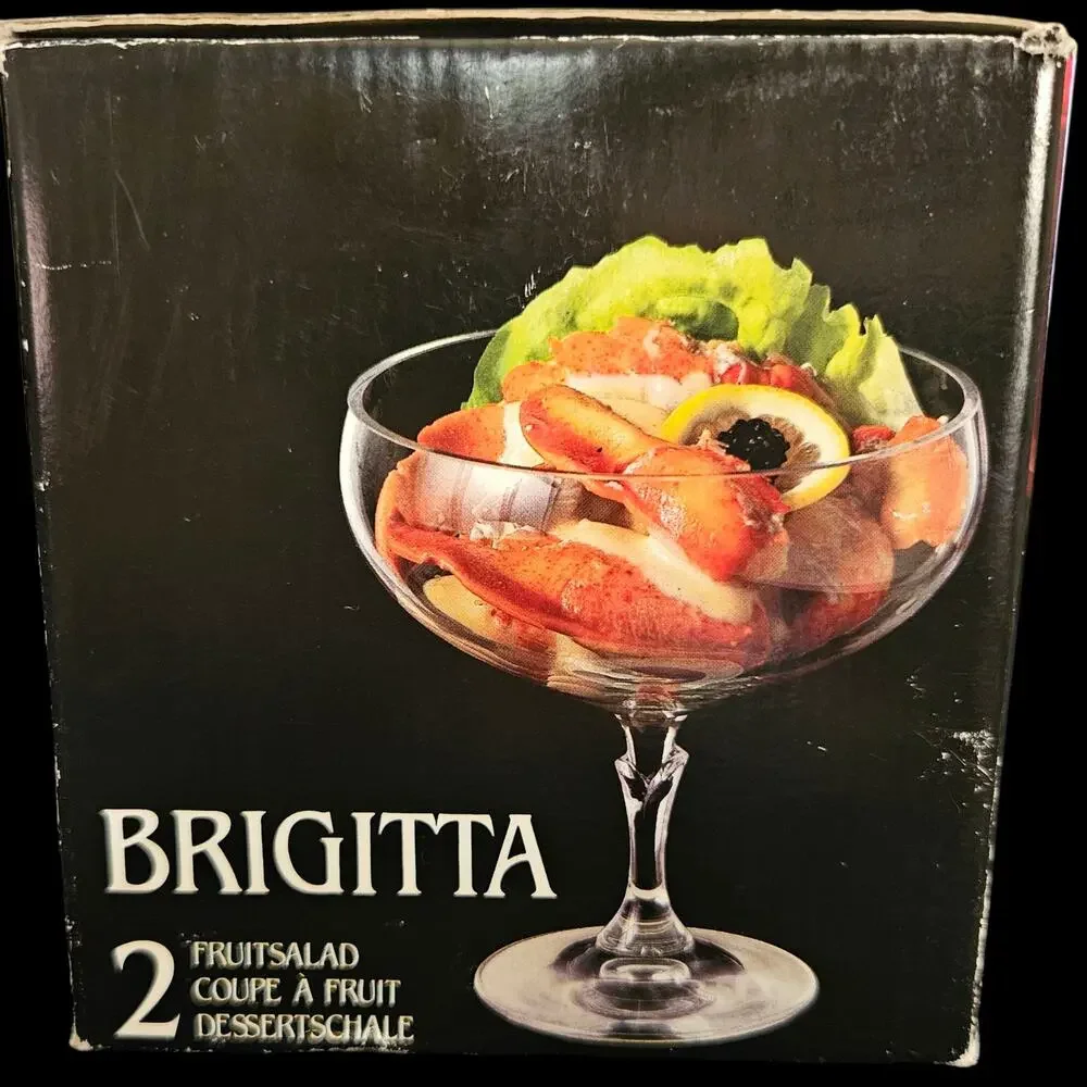 Bohemia Brigitta Coupe Glass Set Floral Etched Dessert Bowls